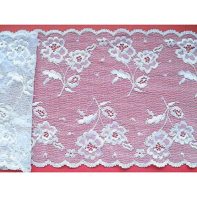 White Stretch French Clipped Chantilly Lace 17cm/7
