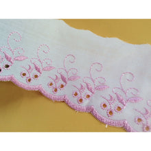 White/Pink Cotton Broderie Anglaise 3"