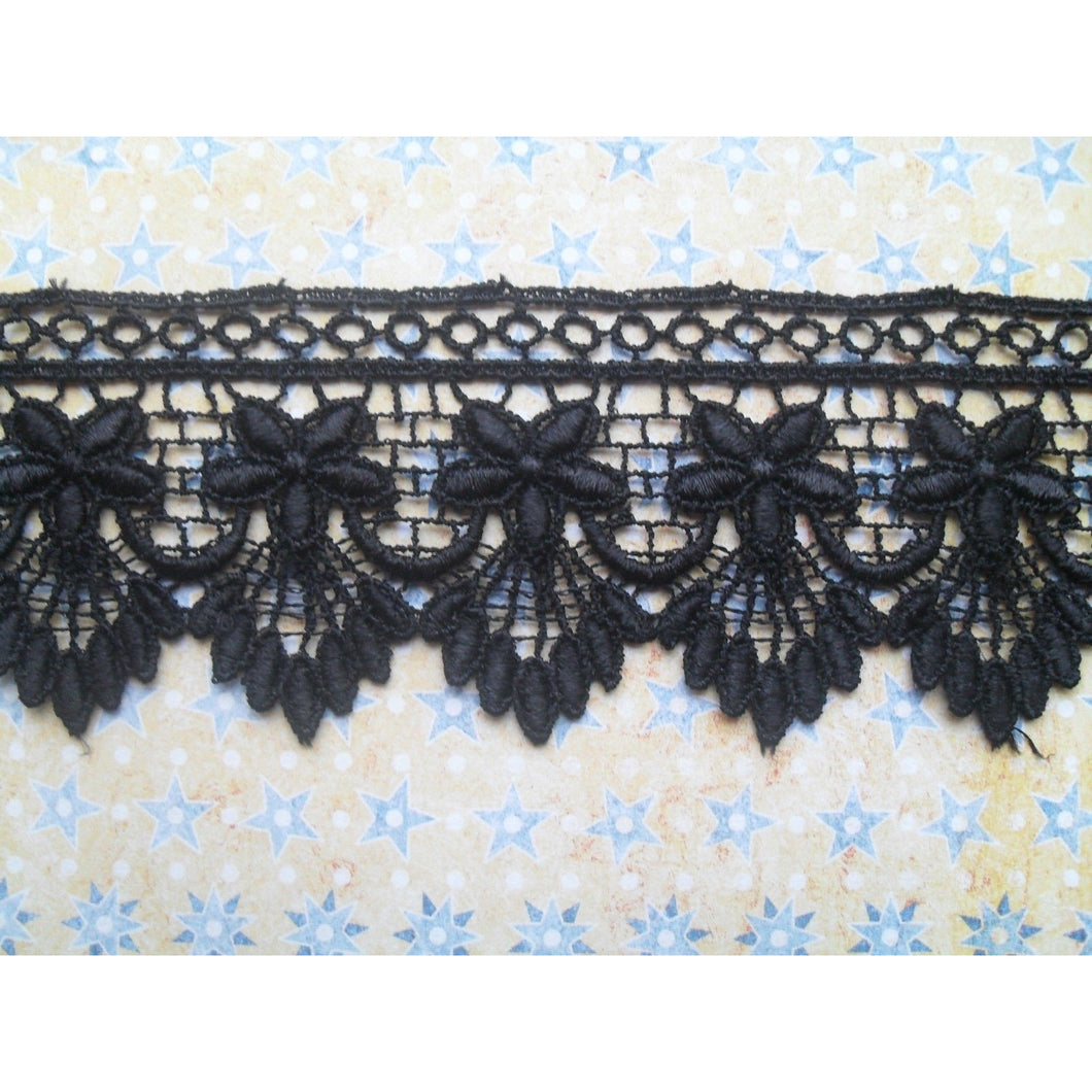 Beautiful Black Flower Guipure Venise Lace 2