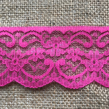 Quality Nottingham Lace 2.5"/7cm White, Ivory, Black, Pink, Blue, Navy, Grey, Cerise Pink, Red, Dusky Pink, Burgundy