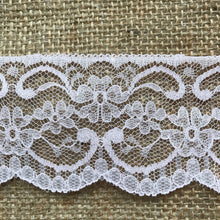 Quality Nottingham Lace 2.5"/7cm White, Ivory, Black, Pink, Blue, Navy, Grey, Cerise Pink, Red, Dusky Pink, Burgundy