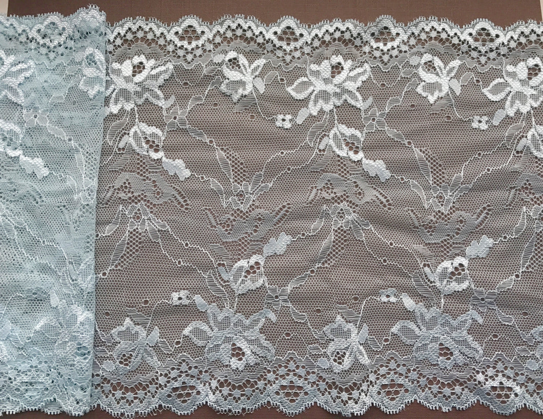 Pale Blue Stretch Wide  Lace 23 cm/ 9