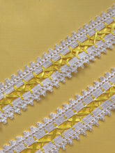 White/Lemon Cotton Lace with ribbon Lacing  4.5 cm/1.75"