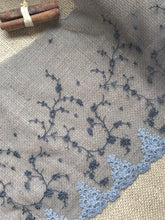 Grey, Black & Silver Metallic Embroidered Tulle Lace 24 cm/9.5"