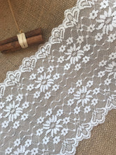 Ivory Soft  Stretch Daisy Scalloped Wide Lace 7"/18 cm