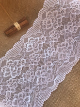 White Soft Wide Floral Stretch Scalloped Lace Trim 17 cm/7"