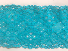 Medium Bright Turquoise Soft Stretch Dainty Lace  4.5"/11 cm