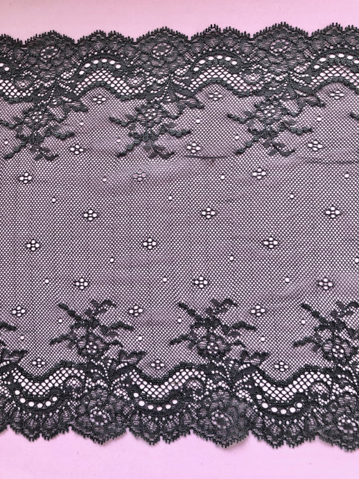 Beautiful Grey Stretch Wide Lace 24 cm/9.5