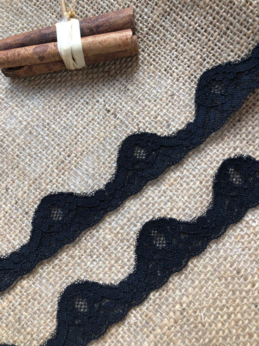 Black Soft Stretch French Cut-Out Lace 3cm/1.25