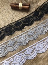 White,  Ivory, Black or Grey Delicate Pretty Nottingham Scalloped Lace 4 cm /1.5"