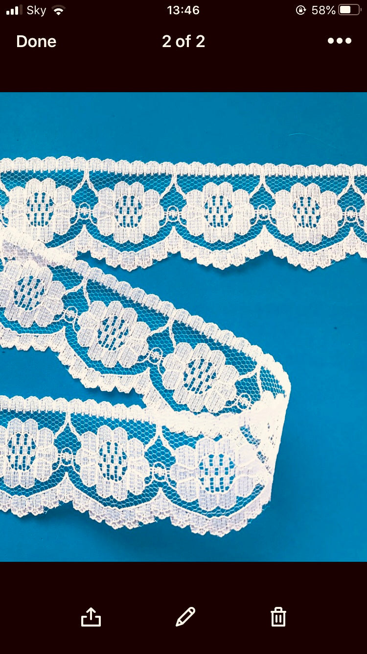 1 x 10 m Pretty Ivory Nottingham Lace 4 cm/1.5