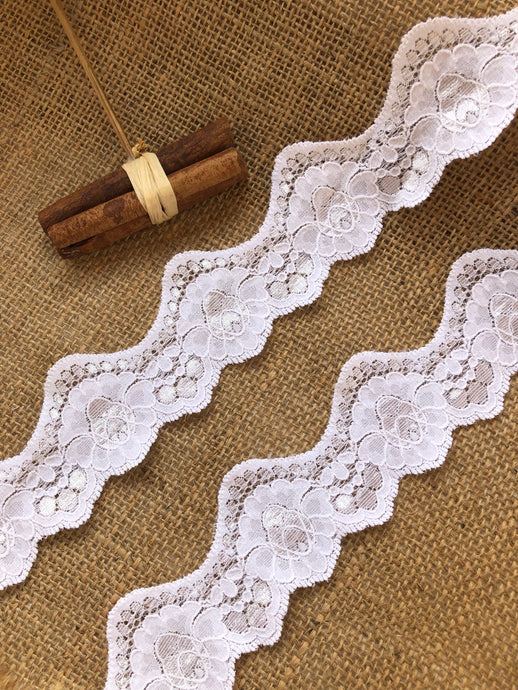 White Soft Stretch Cut-Out Lace 5 cm/2 ”