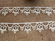 9.3 m (full card)Pretty Pale Ivory Satin Lace Trim  2.5 cm/1”