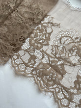 2 x 1.35 m Coffee Taupe Delicate Eyelash Lace Wide  8”/20cm