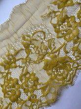 2 x 1.35 m  Delicate Ochre Mustard Eyelash Lace Wide  8”/20cm