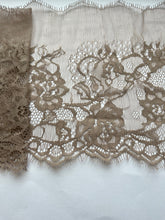 2 x 1.35 m Coffee Taupe Delicate Eyelash Lace Wide  8”/20cm