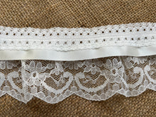 Pretty Ivory Gathered Lace (Three tier with Ivory satin ribbon) 8 cm/3”