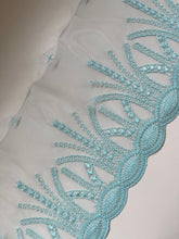 Aqua Turquiose Embroidered Voile Scalloped Lace 16.5cm/6.5”