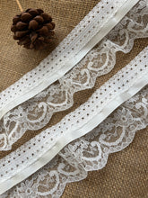 Pretty Ivory Gathered Lace (Three tier with Ivory satin ribbon) 8 cm/3”