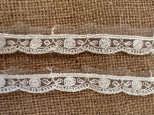 Pretty Ivory Embroidered Tulle Lace Trim  2 cm/3/4”