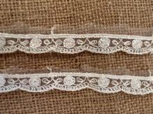 Pretty Ivory Embroidered Tulle Lace Trim  1.5 cm/1/2”