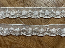 1 x 9m Delicate Embroidered Tulle Bridal Lace Trim 5 cm 1” Ivory