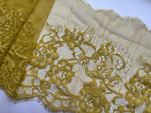 2 x 1.35 m  Delicate Ochre Mustard Eyelash Lace Wide  8”/20cm