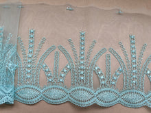 Aqua Turquiose Embroidered Voile Scalloped Lace 16.5cm/6.5”