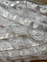 Pretty White Gathered Lace (Three tier with white satin ribbon) 8 cm/2.75”