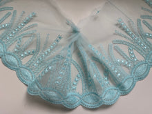 Aqua Turquiose Embroidered Voile Scalloped Lace 16.5cm/6.5”