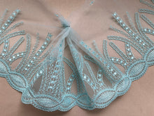 Aqua Turquiose Embroidered Voile Scalloped Lace 16.5cm/6.5”