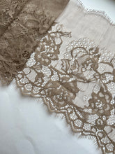 2 x 1.35 m Coffee Taupe Delicate Eyelash Lace Wide  8”/20cm