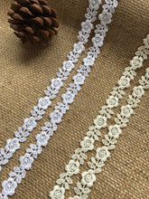 Rose Guipure Venise Bridal Lace Trim 1.5 cm White, Ivory & Black