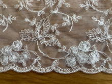 6.9 m Stunning White Vintage Embroidered French Tulle 15 cm/6”