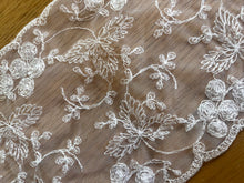 6.9 m Stunning White Vintage Embroidered French Tulle 15 cm/6”