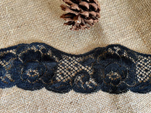 Black Leavers Soft Stretch French Cut-Out Lace 7 cm/2.75”