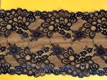 Black Wide Soft Stretch Scalloped Lace   19 cm/7.75”