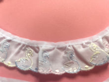 White/Rainbow Baby Ducks Cotton Broderie Anglaise Gathered  Lace 3.5 cm/1.5"