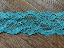 5.9 m Aqua Turquoise Soft Stretch Nottingham Lace 5m6cm/2.5”