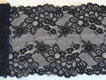 Black Wide Soft Stretch Scalloped Lace   19 cm/7.75”