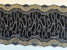 Stunning Black/Gold Stretch Lace 7"/18 cm
