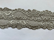 5.9m Taupe Grey Soft Stretch Nottingham Lace 5.5cm/2.25”