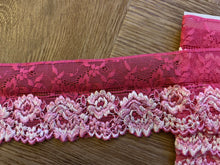 Bright Pink Soft Stretch Embroidered Lace 7 cm/2.75”