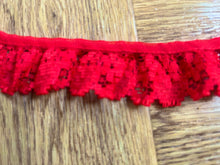 Quality Pretty Frilled Red Gathered Nottingham Lace
