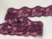3.1 m Plum Embroidered Guipure Lace Trim 4.5 cm/1.75"