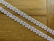 15 m White Hearts Narrow Guipure Venise Bridal Lace Trim 12 mm wide