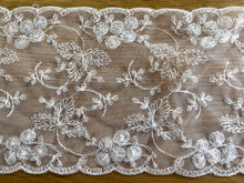 6.9 m Stunning White Vintage Embroidered French Tulle 15 cm/6”