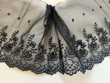 Black Embroidered Voile Scalloped Lace 15 cm/6"