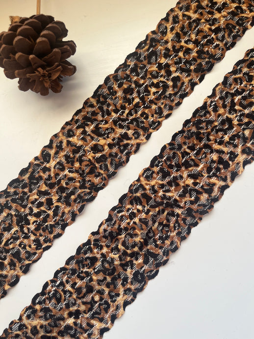 Leopard Print Soft Stretch Nottingham Lace 6 cm/2.25”