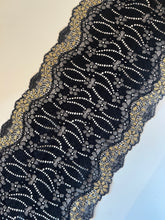 Stunning Black/Gold Stretch Lace 7"/18 cm